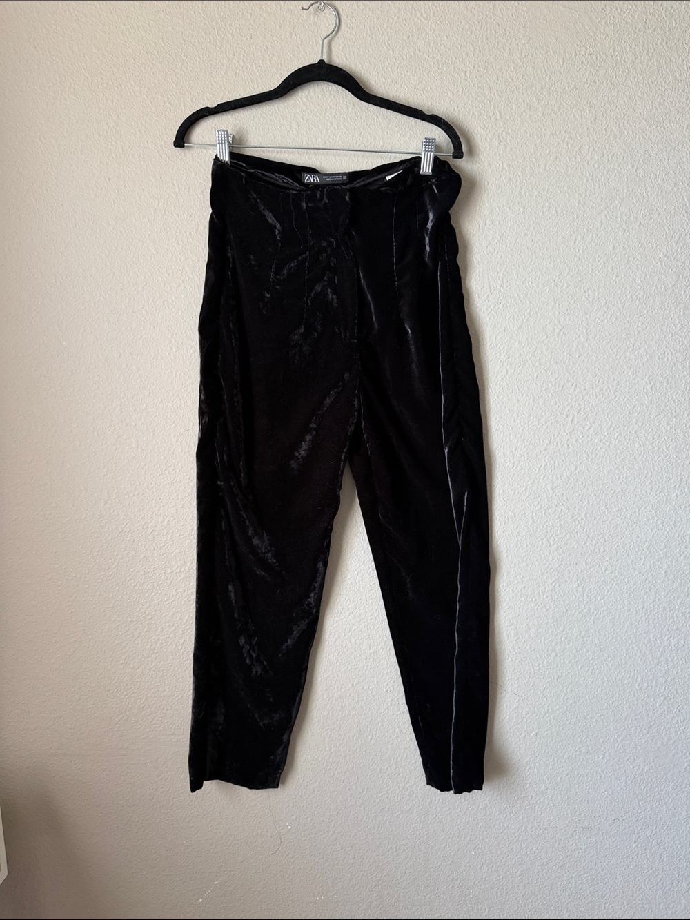 ZARA Black Velvet Tapered Men's Pants